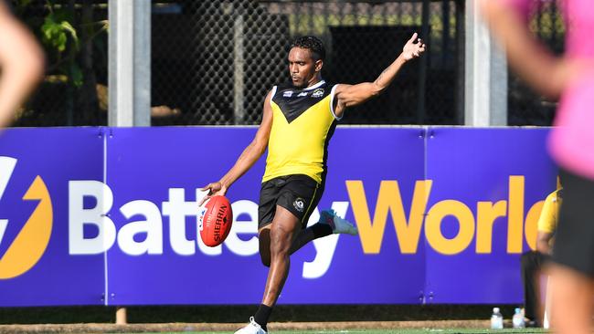 Dylan Alice playing for the CAFL representative side in the 2023 AFL curtain raiser. Picture: Pema Tamang Pakhrin