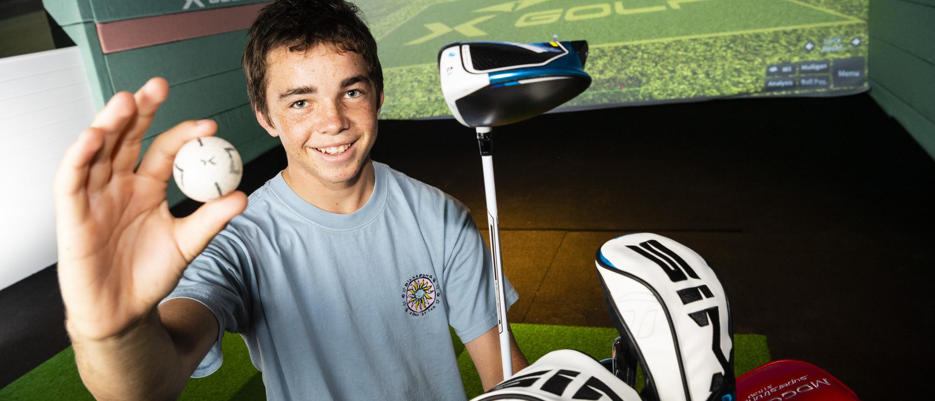 Max Garvie at X-Golf Toowoomba. Picture: Kevin Farmer