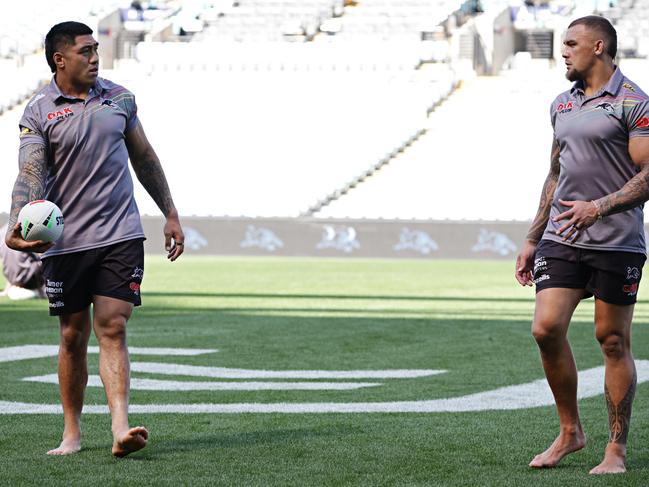 Melbourne must capitalise while Moses Leota (left) and James Fisher-Harris (right) come off the field. Picture: Adam Yip