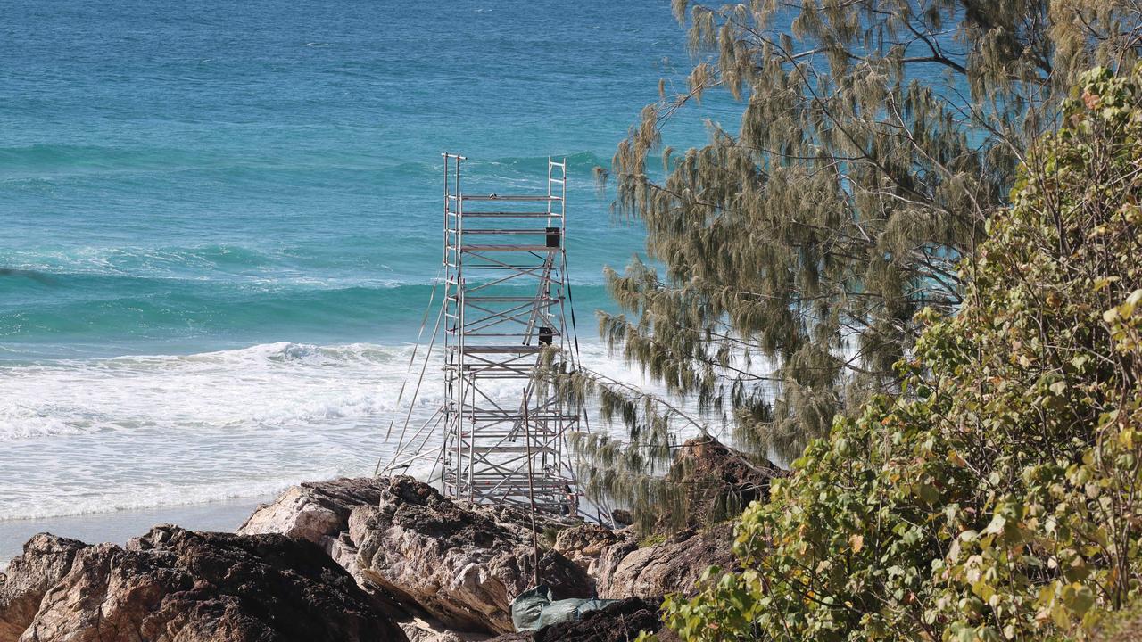 Props and staging being put into place on North Burleigh headland for weekend filming of "The Bluff". Picture Glenn Hampson