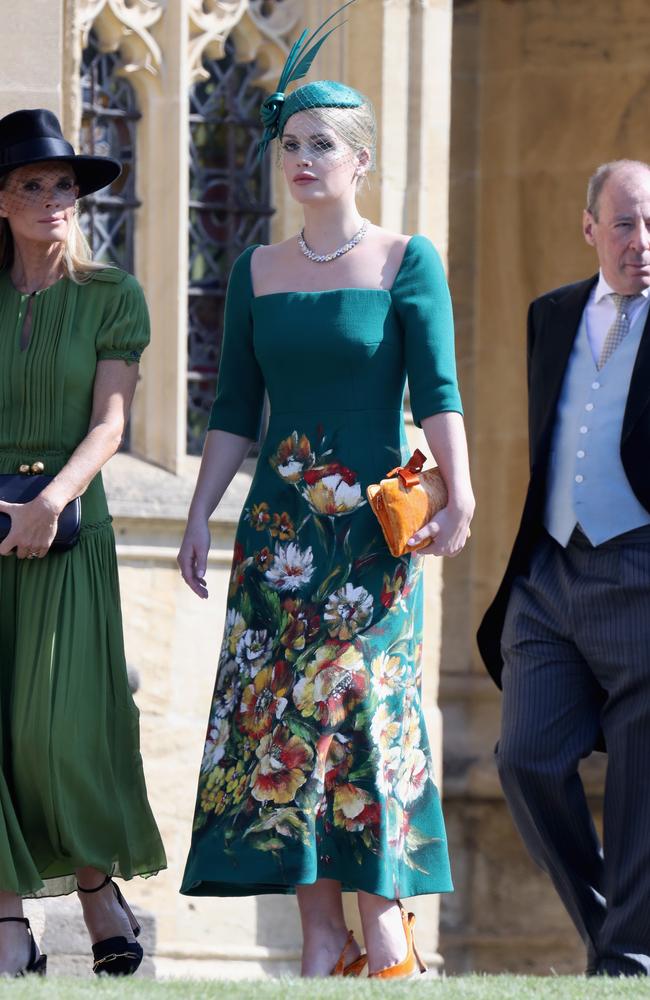 Lady Kitty Spencer arrives at the wedding of Prince Harry to Meghan Markle. Picture: Chris Jackson