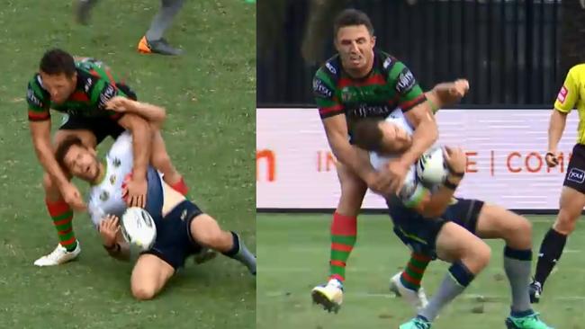 Sam Burgess collects Aidan Sezer high.