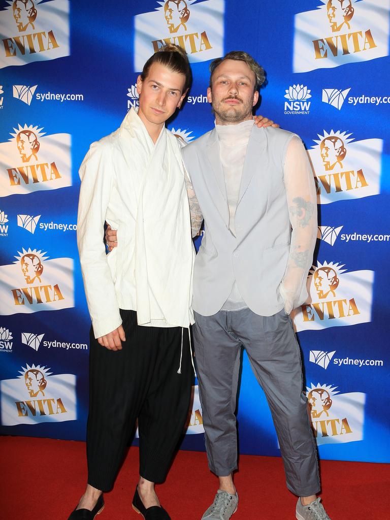 Christian Wilkins and Andrew Kelly at the Evita Opening Night held at the Sydney Opera House. Picture: Christian Gilles