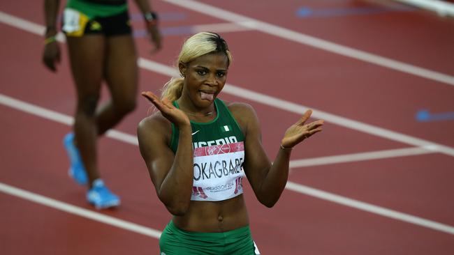 GLASGOW COMMONWEALTH GAMES 2014- DAY 8 Blessing Okagbare from Nigeria wins the Women's 200m at Hampden Park. Pics Adam Head