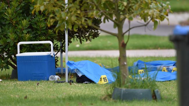 Police investigate at the scene of the tragedy. Picture: Nicki Connolly