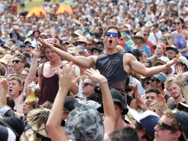 Falls Festival Day 3: Festival goers enjoy the sounds of hip hop artist Seth Sentry Picture: LUKE BOWDEN