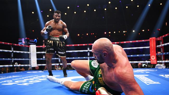 Ngannou dropped Fury. (Photo by Justin Setterfield/Getty Images)