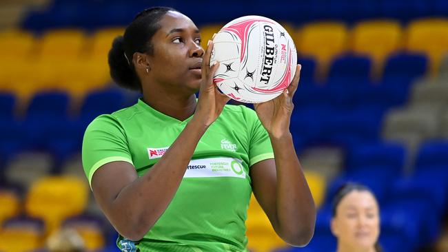 West Coast Fever goal shooter Jhaniele Fowler. (Photo by Albert Perez/Getty Images)