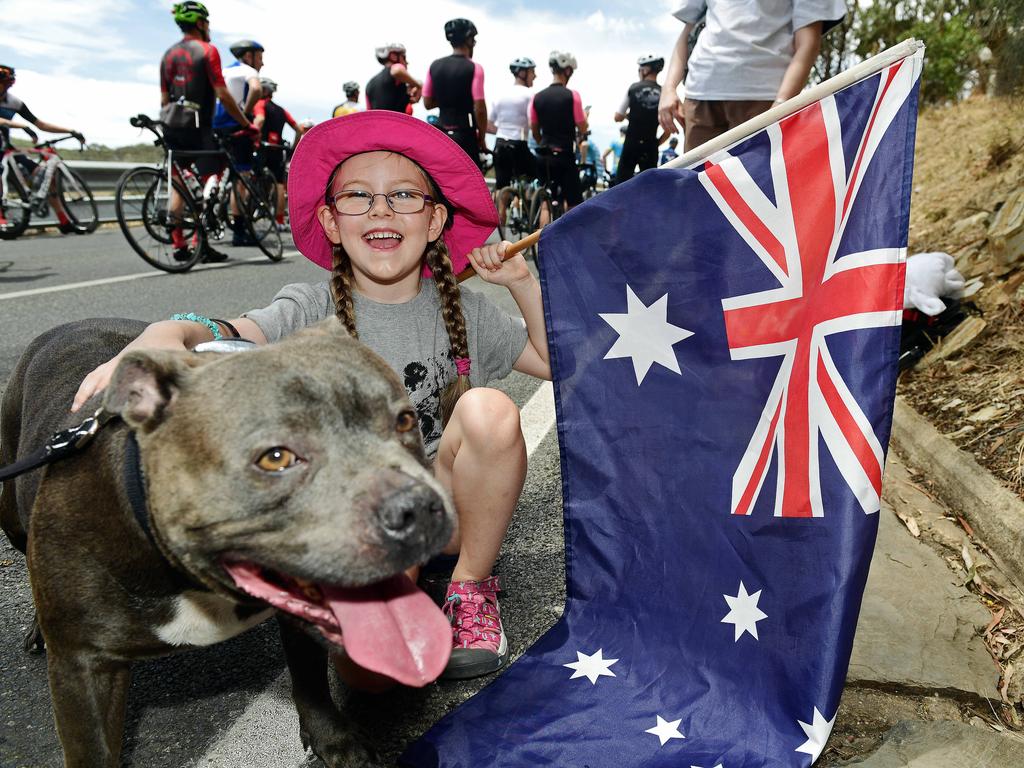 Ella Graham with her dog Spirit of Aldinga at the Subaru King of the Mountain. Picture: Tom Huntley