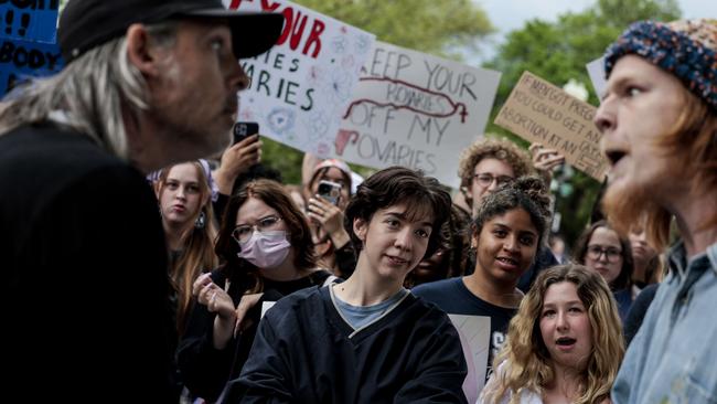 Pro-life and pro-choice protesters confront each other during a rally in front of the US Supreme Court. Picture: Getty Images.