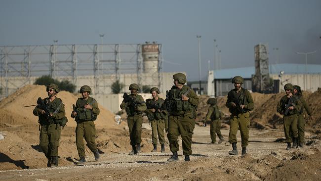 Israeli soldiers secure an area near the Erez Crossing, on the northern border of the Gaza Strip. Picture: Getty Images