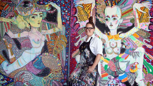 Del Kathryn Barton at her studio in Paddington, inner Sydney. Picture: James Croucher.