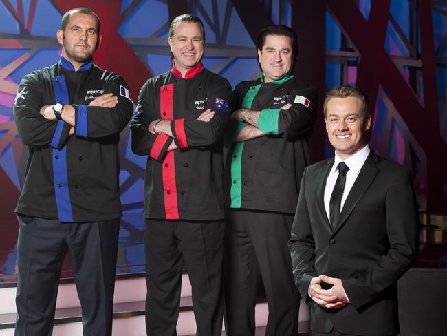 Iron Chef Australia: Guillaume Brahimi, Neil Perry, Guy Grossi and host Grant Denyer.