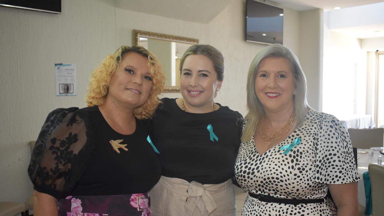 Sharon Johnston, Em Palmer and Cheryl Marshall at the Dalrymple Day Coal Terminal Nude Lunch 2020 event