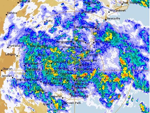 The Bureau of Meterology's radar loop as of 6am shows major rainfall across Sydney. Picture: Supplied