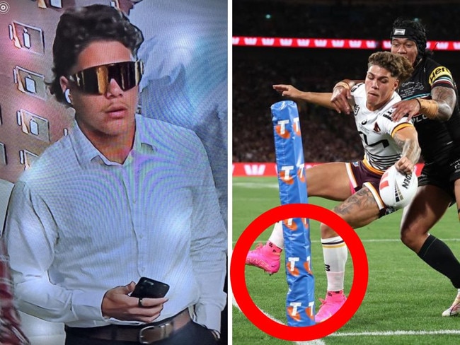 Reece Walsh with those sunnies and the distinctive pink boots. Photos: Fox League and Getty Images