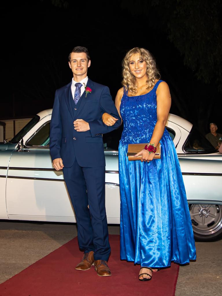 Nicholas McGahan and Rachel Caton arriving at the 2021 Scots PGC College Cardinal. Photo Jedd Johnstone / The J’taime