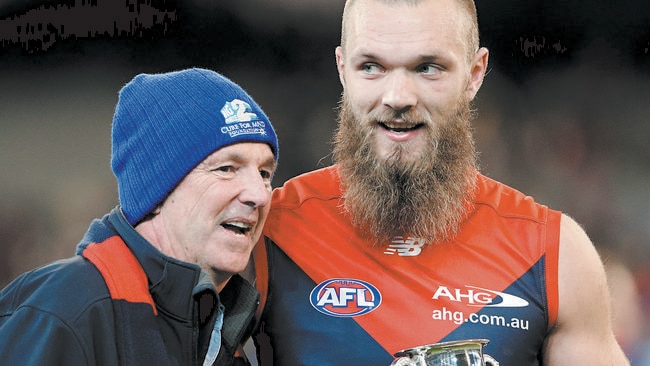 Max Gawn and Neale Daniher. Picture: Wayne Ludbey