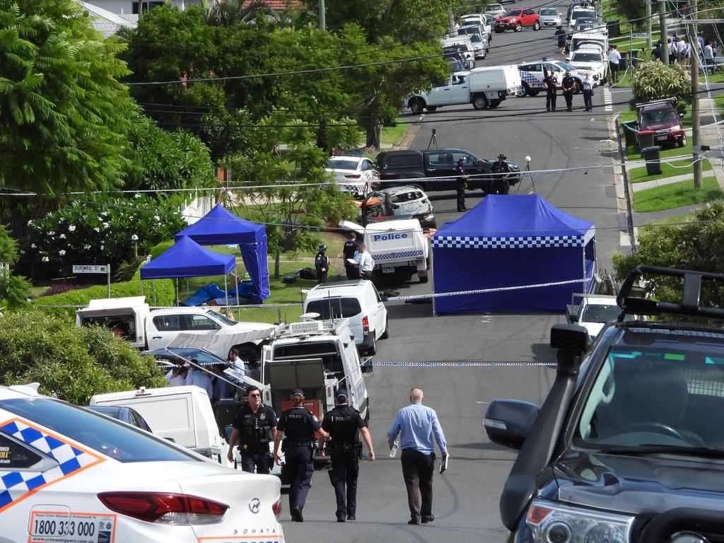 The scene where Rowan Baxter killed Hannah Clarke, her three children and himself after he allegedly deliberately set his car alight. Picture: Lyndon Mechielsen/The Australian