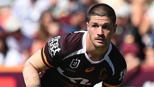 TOOWOOMBA, AUSTRALIA - FEBRUARY 16: Cory Paix of the Broncos in action during the 2025 NRL Pre-Season Challenge match between Brisbane Broncos and Gold Coast Titans at Clive Berghofer Stadium on February 16, 2025 in Toowoomba, Australia. (Photo by Bradley Kanaris/Getty Images)