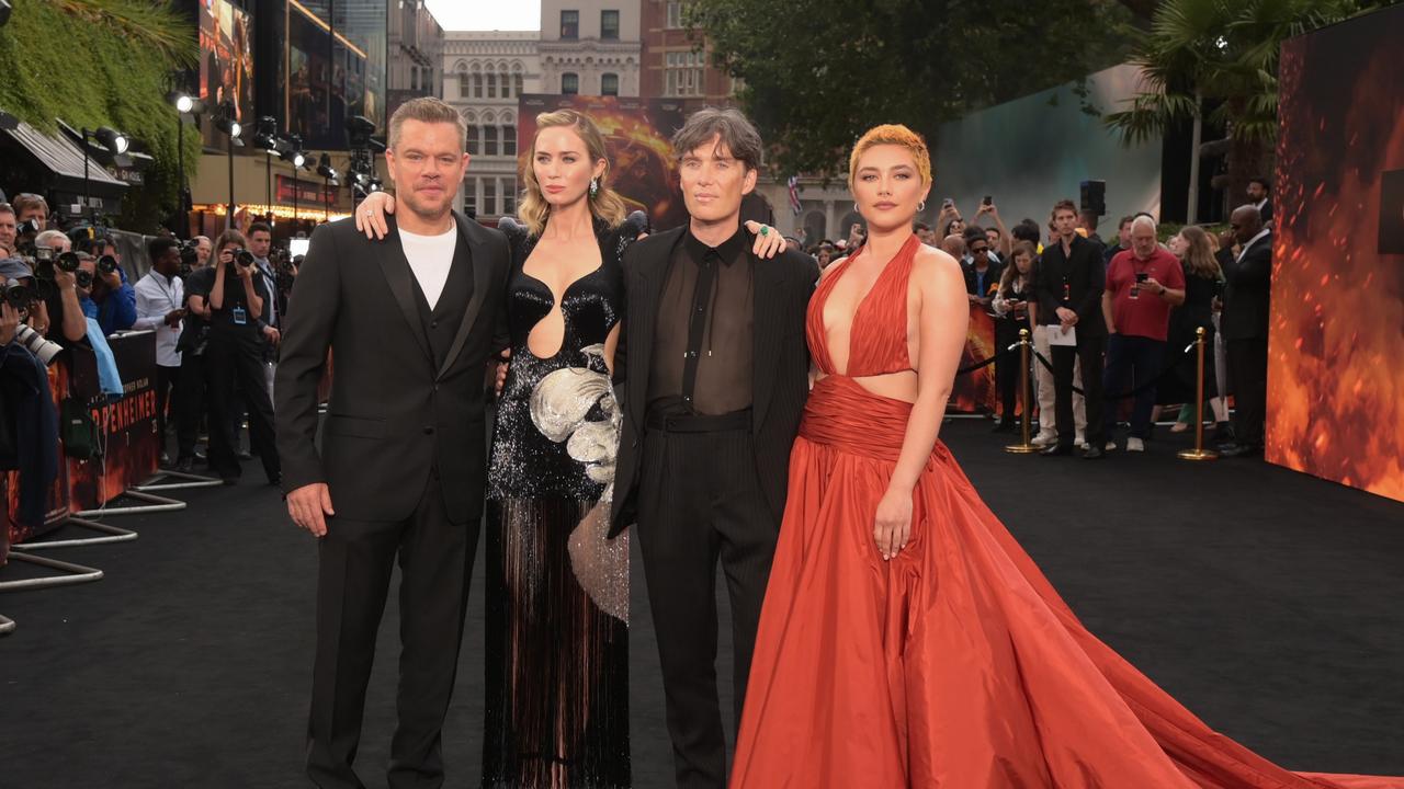 Matt Damon, Emily Blunt, Cillian Murphy and Florence Pugh at the UK premiere of Oppenheimer at the Odeon Luxe Leicester Square in London. Picture: Eamonn M. McCormack/Getty Images for Universal Pictures