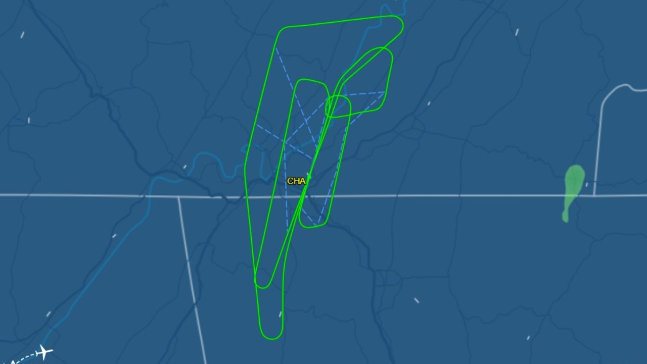 The plane circled before the emergency landing. Picture: FlightAware