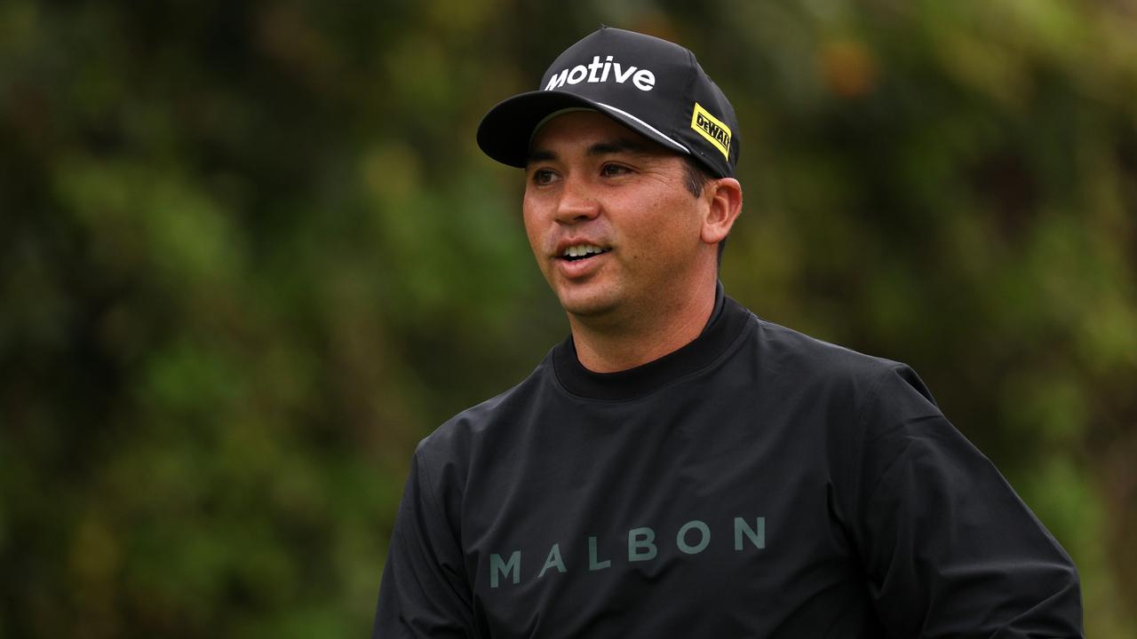 PACIFIC PALISADES, CALIFORNIA - FEBRUARY 17: Jason Day of Australia reacts to his shot from the fourth tee during the third round of The Genesis Invitational at Riviera Country Club on February 17, 2024 in Pacific Palisades, California. (Photo by Harry How/Getty Images)