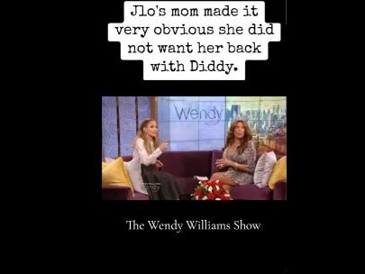 Jennifer Lopez discussed her relationship with Sean Combs on the Wendy Williams show in 2015. Picture: Supplied