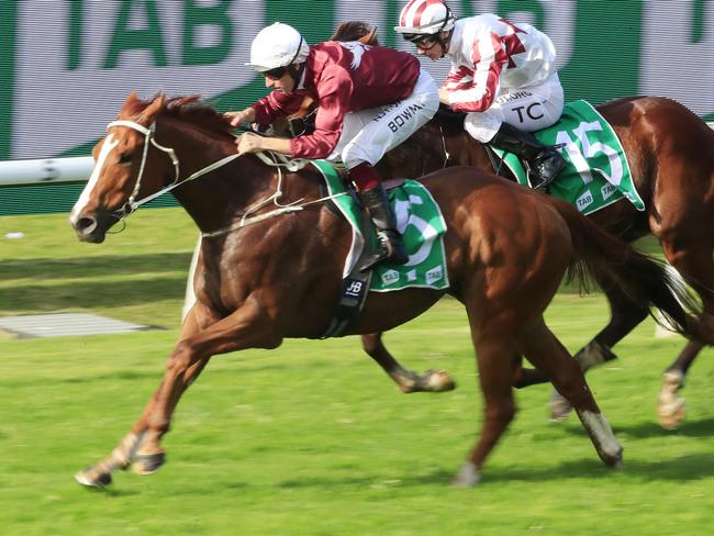 Hugh Bowman on Ready To Humble rides to victory in race 2 the TAB Highway Handicap during the Winter Cup Race Day at Rosehill Gardens Racecourse in Sydney, Saturday, June 13, 2020. (AAP Image/Mark Evans) NO ARCHIVING, EDITORIAL USE ONLY