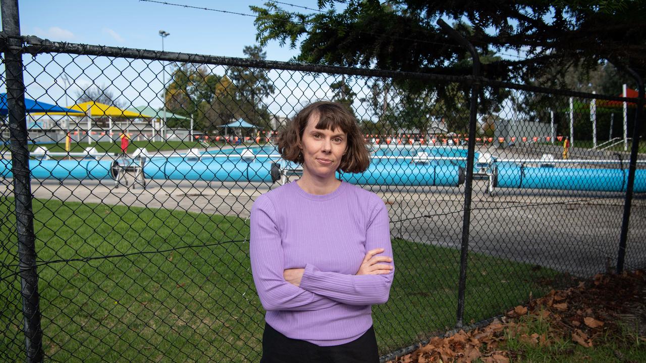 Lucy Fahey is concerned that the Kardinia pool open hours will be closed for winter. Picture: Brad Fleet