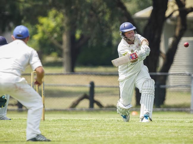 Red Hil captain-coach Simon Dart hits out against Long Island in January. Picture: Valeriu Campan