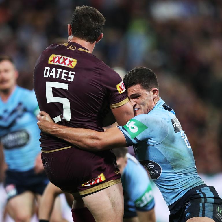 Nathan Cleary never shies away from impact in a tackle. Picture. Phil Hillyard