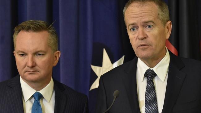 Opposition Treasury spokesman Chris Bowen with his leader, Bill Shorten. Picture: Getty Images