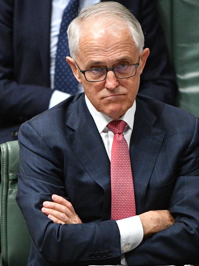 Former prime minister Malcolm Turnbull in Question Time in August. Picture: AAP