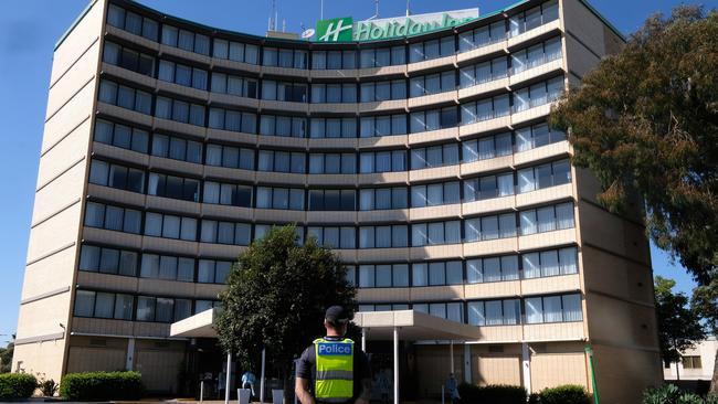 The Holiday Inn near Melbourne Airport has been at the centre of the latest coronavirus outbreak. Picture: AAP Image/Luis Ascui.