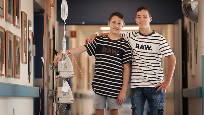 Lleyton (left) and Connor would love to be at home together, sharing a bedroom. Picture: Sam Ruttyn