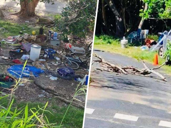 Moreton Bay wreck homeless camp