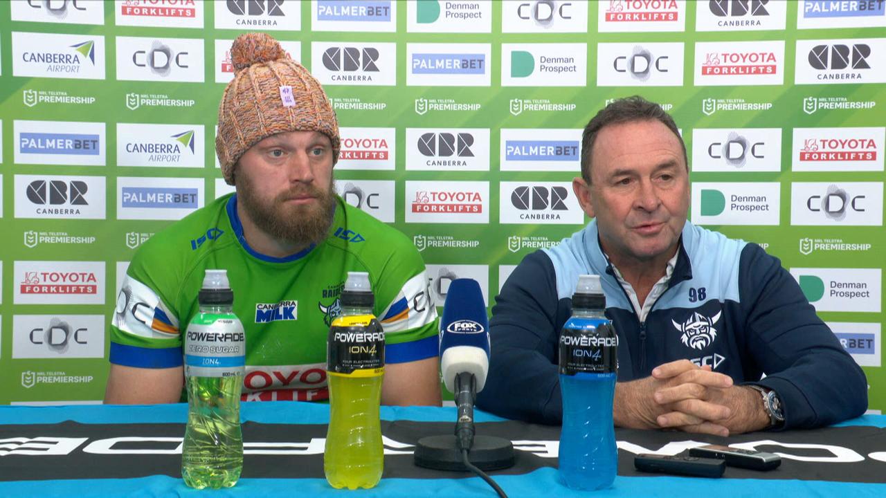 Canberra Raiders press conference grab