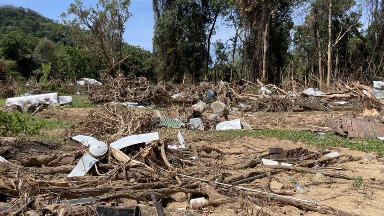 A ceiling fan amid the debris at Wujal Wujal. Picture: Bronwyn Farr