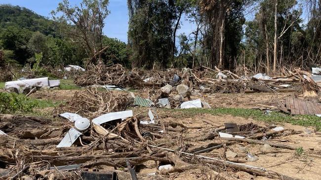 A ceiling fan amid the debris at Wujal Wujal. Picture: Bronwyn Farr