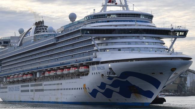 The Ruby Princess cruise ship departs Port Kembla in Wollongong in April. Picture: AAP