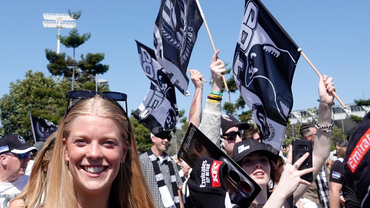 Collingwood supporters are a major presence and expected to significantly outnumber Lions fans at the G. Picture: NCA NewsWire / Valeriu Campan