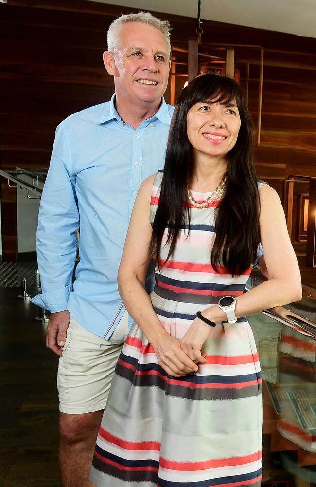 Darryl Thomas and Darlene Chin at Attitude for Men on Knuckey St in Darwin. Picture: Justin Kennedy