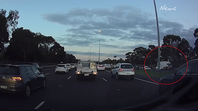 Dashcam footage from Eastern Freeway crash scene