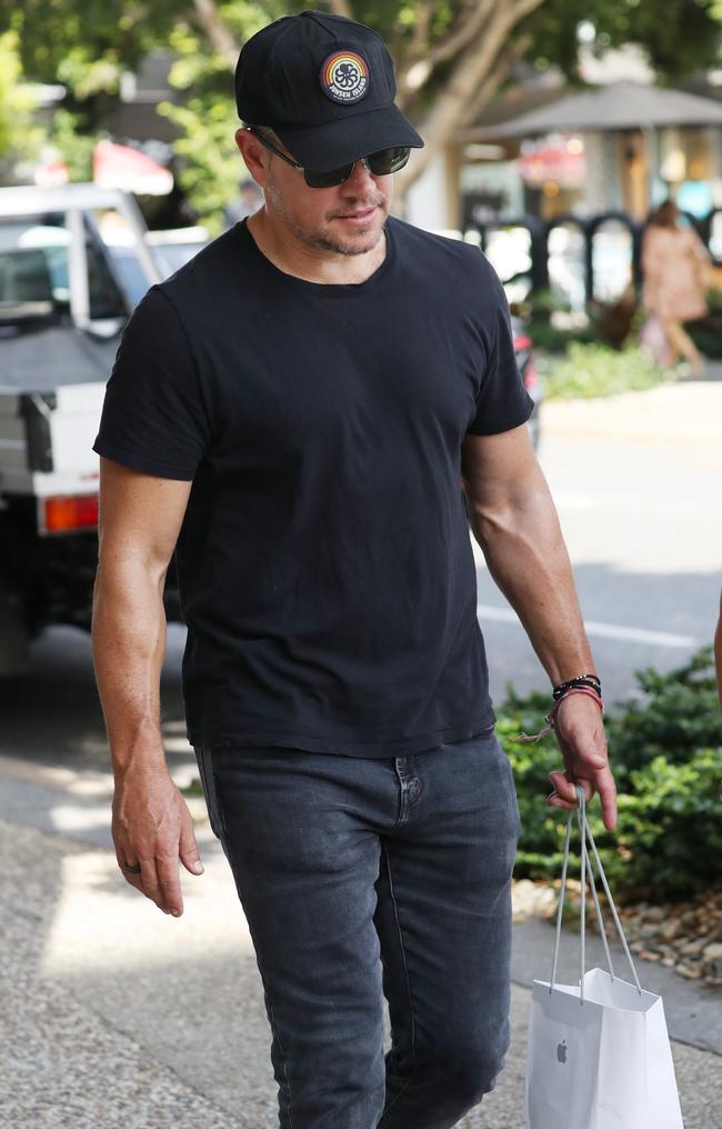 Matt Damon out shopping in Brisbane on Saturday. Picture: Annette Dew