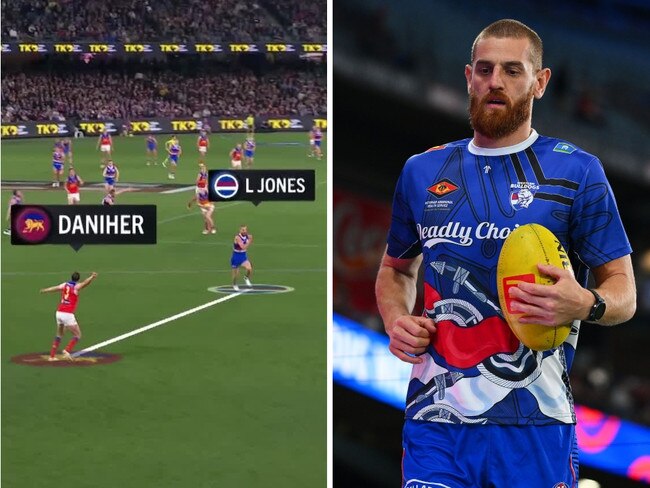 Western Bulldogs defender Liam Jones has come under the microscope for too often getting “caught in no man’s land” during Thursday night’s 43-point loss to Brisbane. 