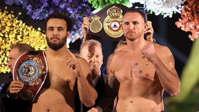 RIYADH, SAUDI ARABIA - DECEMBER 20: Moses Itauma and Demsey McKean pose for a photo during the weigh-in of the WBO Intercontinental & Vacant WBA International Heavyweight Championship as part of Oleksandr Usyk v Tyson Fury 2 at  on December 20, 2024 in Riyadh, . (Photo by Richard Pelham/Getty Images)