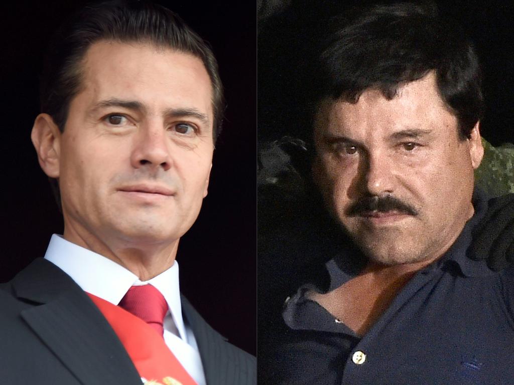 Former Mexican President Enrique Pena Nieto accepted a $140 million bribe from drug lord Joaquin "El Chapo" Guzman, a former collaborator told the kingpin's trial. Picture: AFP