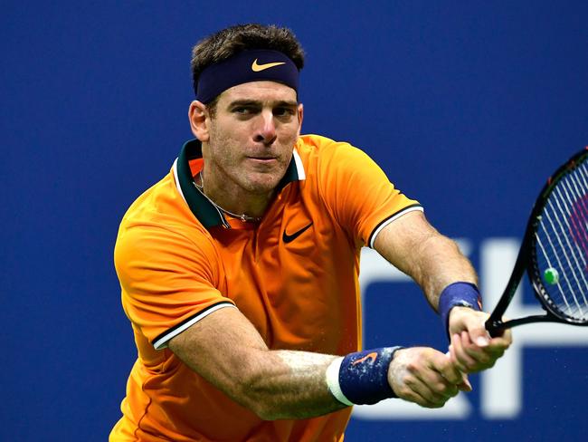 NEW YORK, NY - SEPTEMBER 07: Juan Martin del Potro of Argentina returns the ball during his men's singles semi-final match against Rafael Nadal of Spain on Day Twelve of the 2018 US Open at the USTA Billie Jean King National Tennis Center on September 7, 2018 in the Flushing neighborhood of the Queens borough of New York City.   Sarah Stier/Getty Images/AFP == FOR NEWSPAPERS, INTERNET, TELCOS & TELEVISION USE ONLY ==