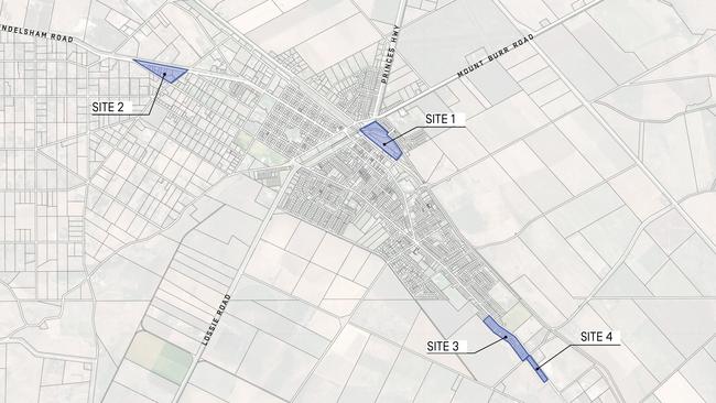 The areas proposed for housing rezoning in Millicent.